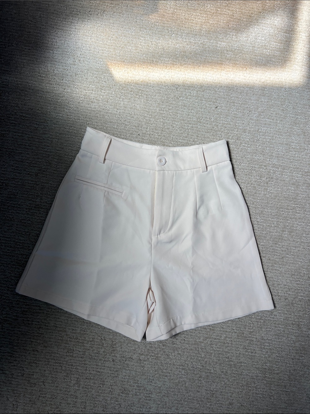 Tailored High-Waist Cream Women’s Dress Shorts